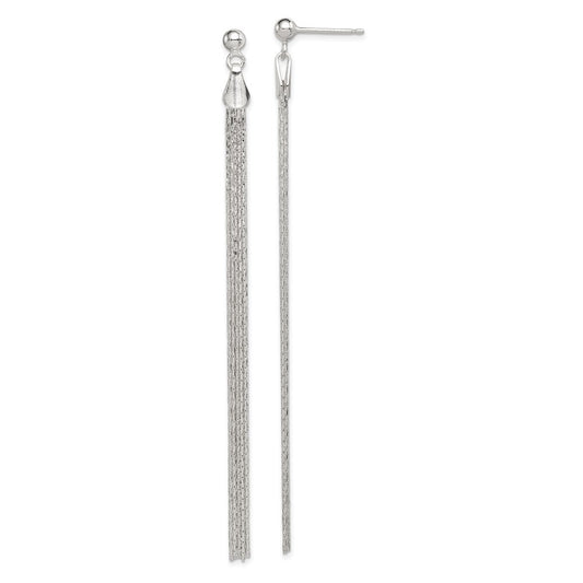 Sterling Silver Polished Fancy Long Linear Dangle Earrings