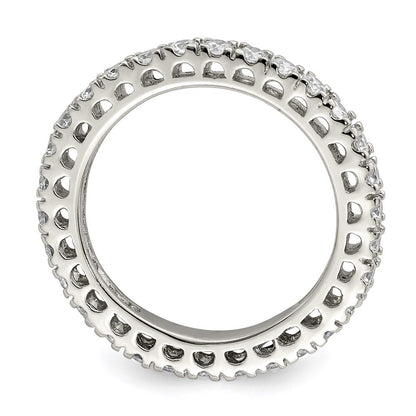 Sterling Silver Rhodium-plated Cubic Zirconia Anniversary Band Size 8