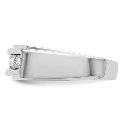 Sterling Silver Rhodium Plated Men's Polished Diamond Ring