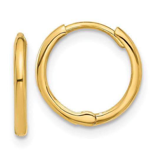 14k Yellow Gold Polished 1.45x13mm Hinged Huggie Hoop Earrings Gift for Women