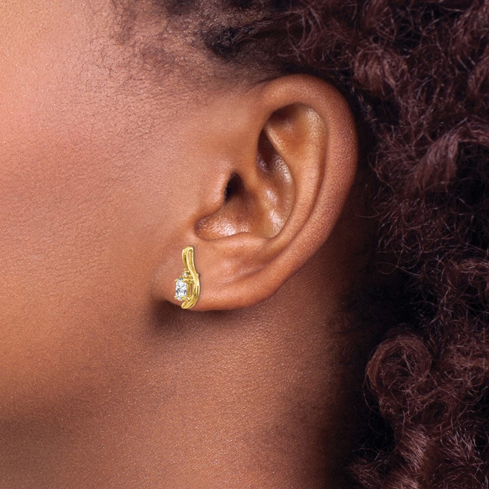 14k Yellow Gold White Topaz and Diamond Earrings