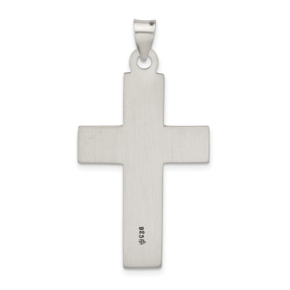 Sterling Silver Antiqued Solid Textured Cross Pendant