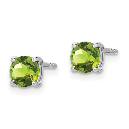 14k White Gold Round Peridot Stud Earrings Gift for Women