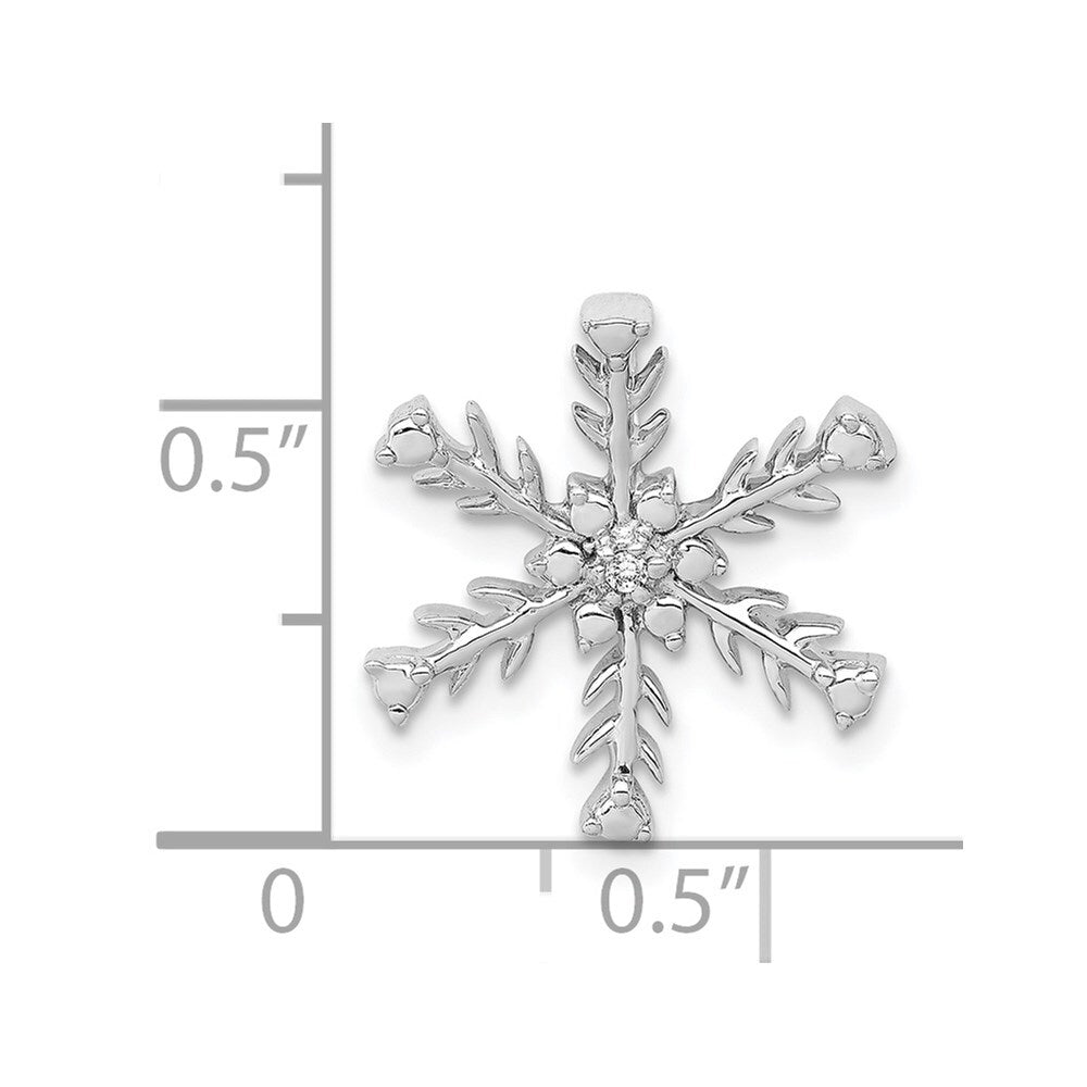 14k White Gold .01ct. Diamond Snowflake Chain Slide Pendant for Women