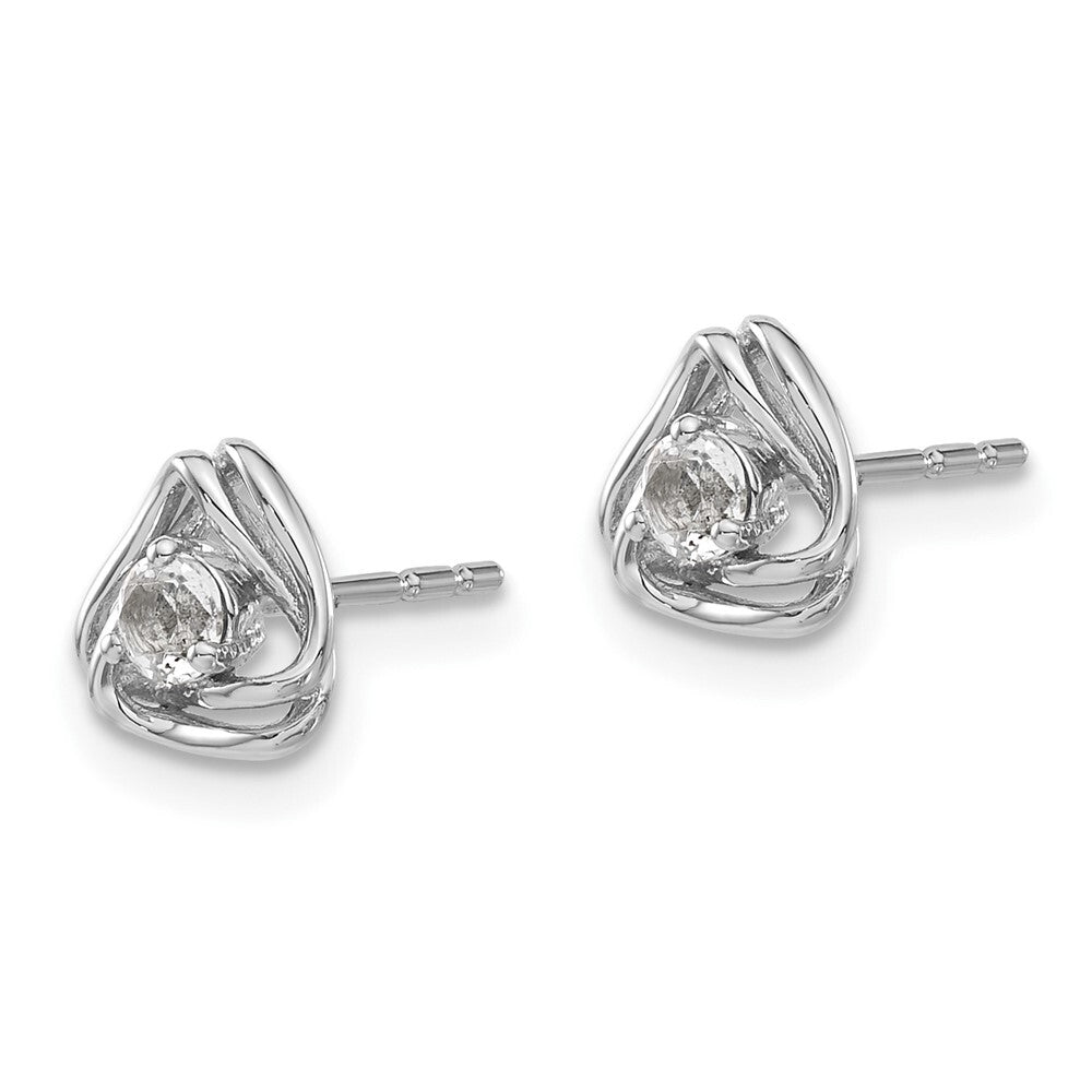 14k White Gold White Topaz Stud Earrings Gift for Women
