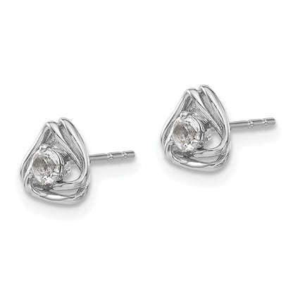14k White Gold White Topaz Stud Earrings Gift for Women