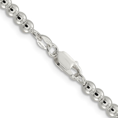 Sterling Silver 4mm Beads on Box Chain Necklace