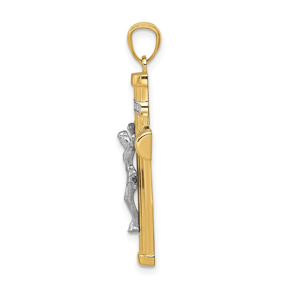 14k Two-tone Gold Inri Crucifix Pendant for Women