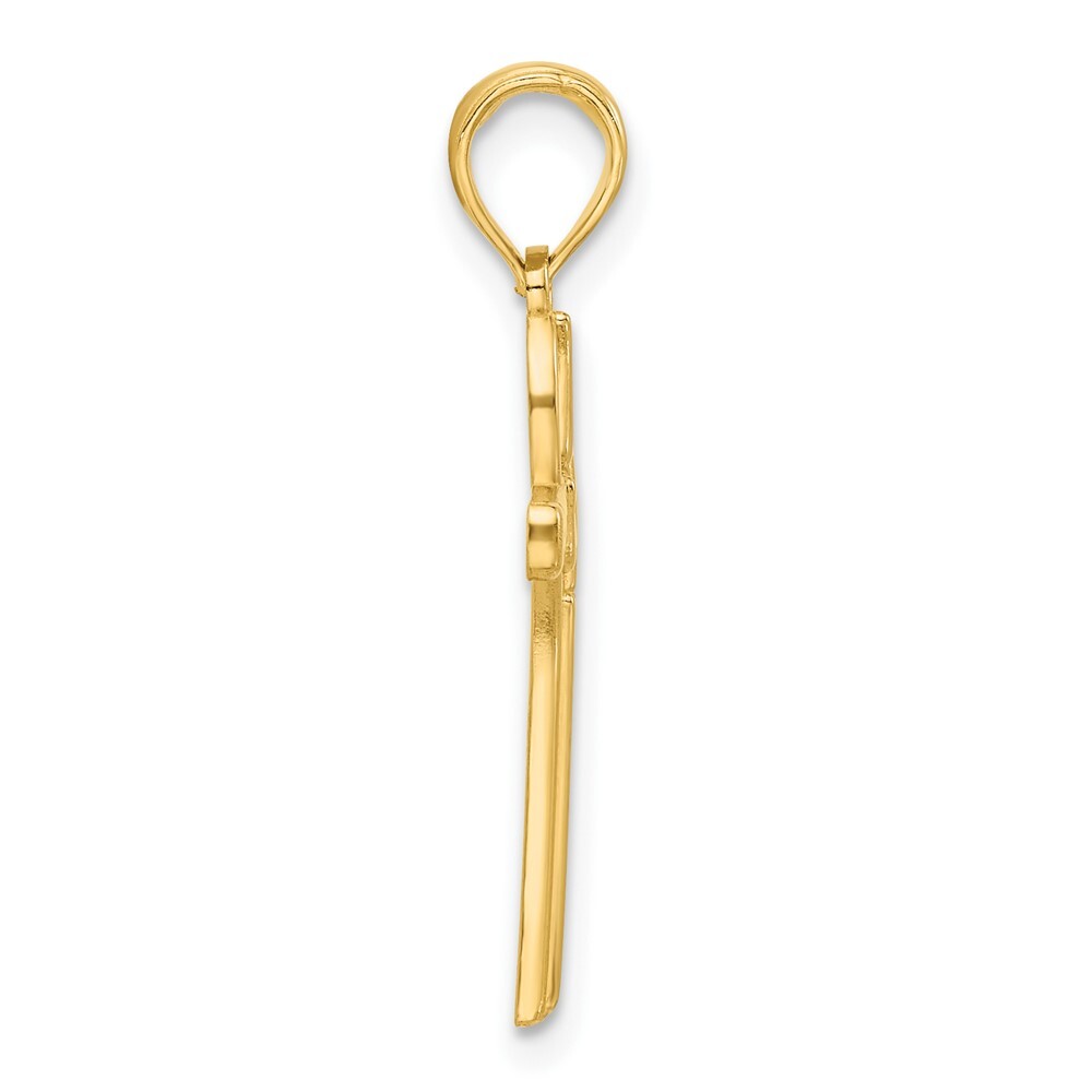 14k Yellow Gold Polished Floral Cross Pendant
