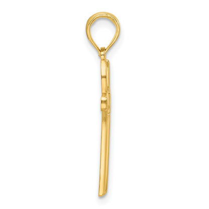 14k Yellow Gold Polished Floral Cross Pendant