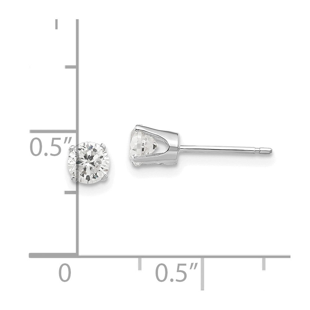 14k White Gold 4.25mm Cubic Zirconia Stud Earrings Gift for Women