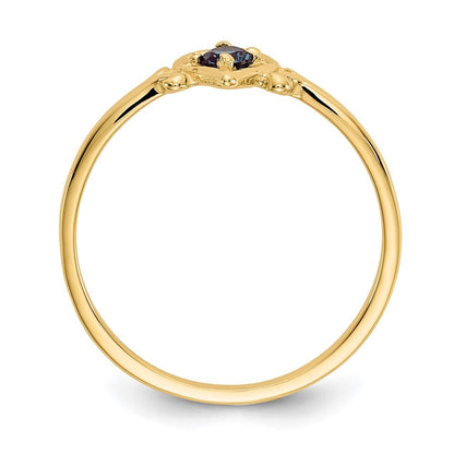 14K Yellow Gold Synthetic Alexandrite Birthstone Heart Ring