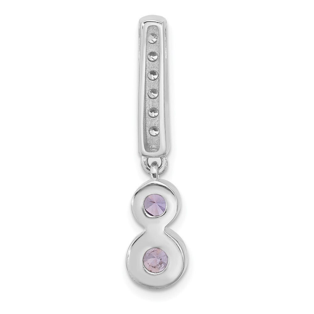 Sterling Silver Rhodium-plated Polished Purple Cubic Zirconia Chain Slide