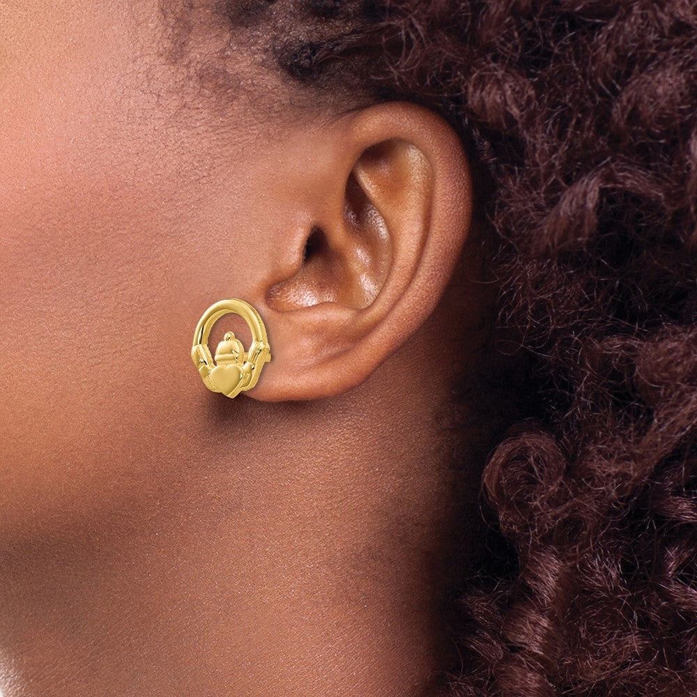 14k Yellow Gold Claddagh Earrings
