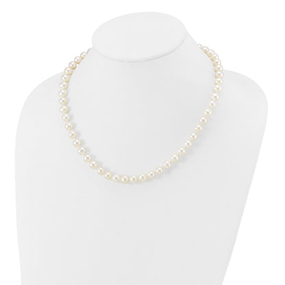 14k White Gold 7-8mm White Near Round Freshwater Cultured Pearl 18 inch Necklace