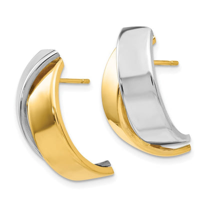 14k Two-tone Gold Polished Earrings