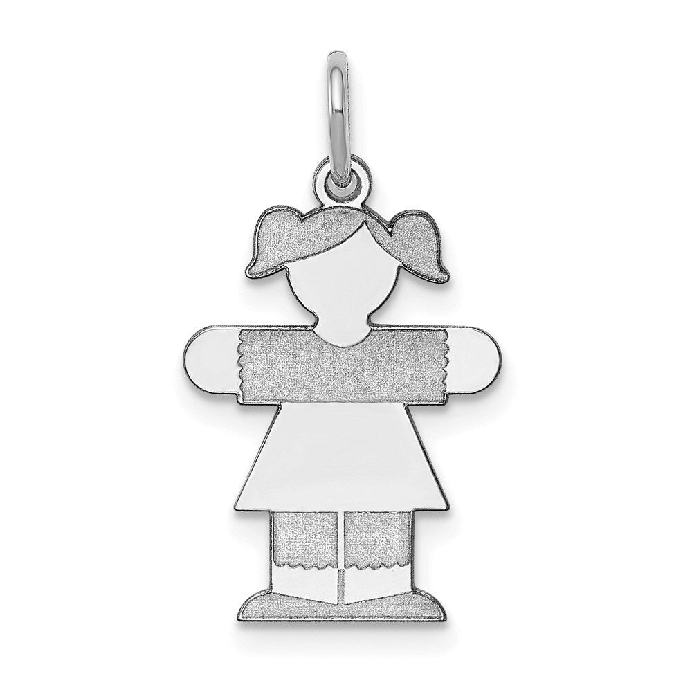 14k White Gold Kid Charm Pendant for Women