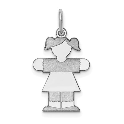 14k White Gold Kid Charm Pendant for Women