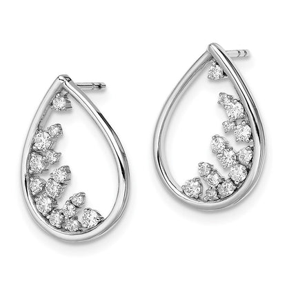 14k White Gold Polished Teardrop Drop & Dangle Earrings
