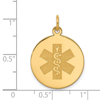 14k Yellow Gold Non-enameled Medical Jewelry Pendant for Women