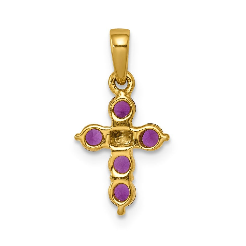 14k Yellow Gold .30 Ruby and Diamond Cross Pendant