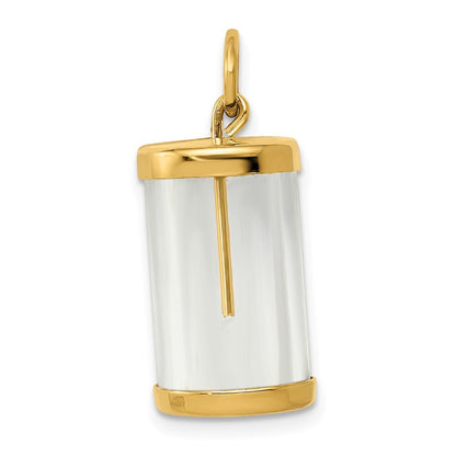 14k Yellow Gold Fillable Capsule Charm Pendant for Women