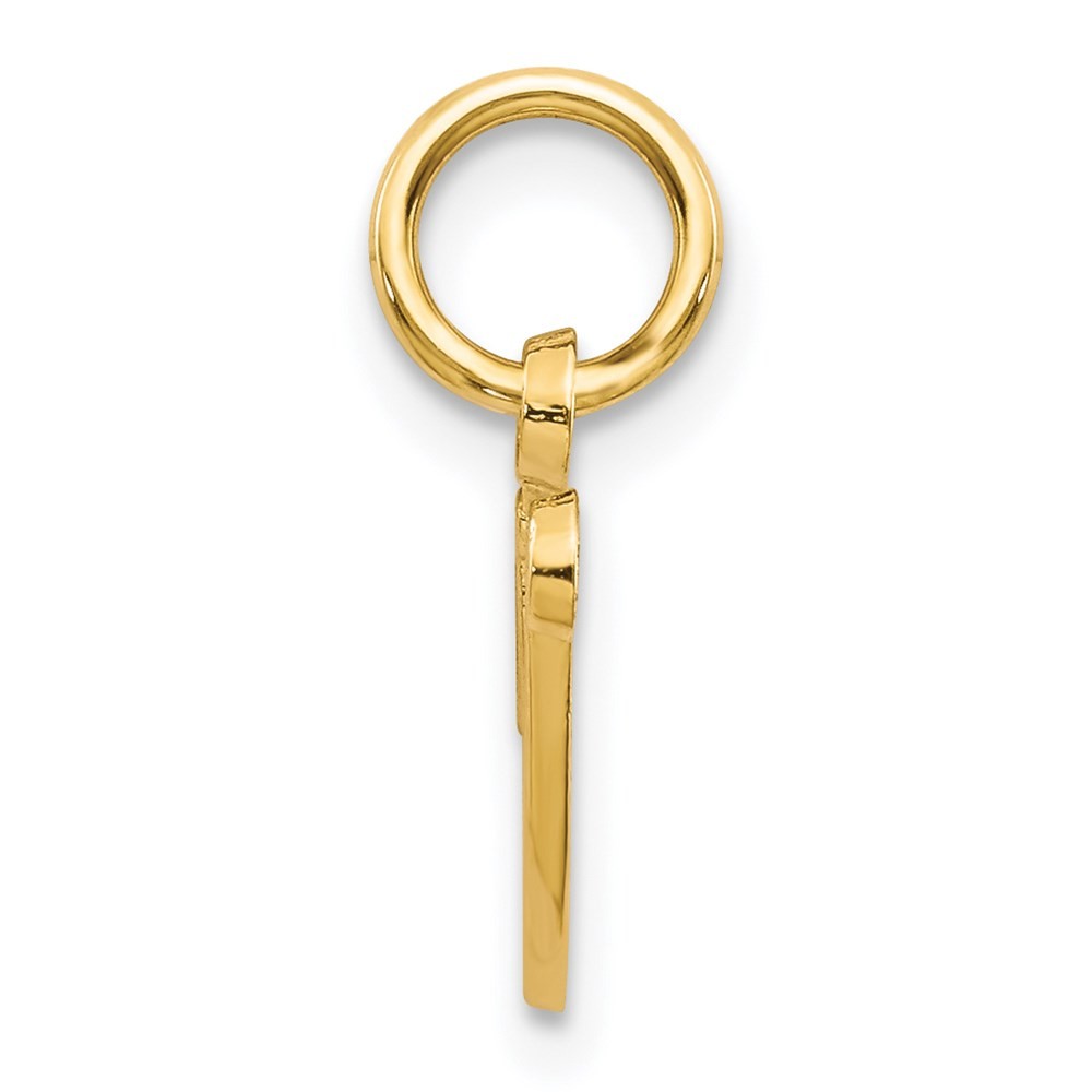 14k Yellow Gold Script Letter V Initial Charm