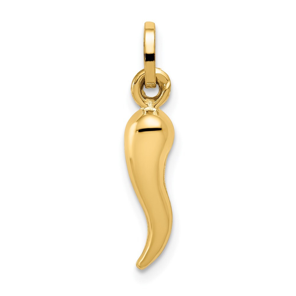 14k Yellow Gold Hollow Italian Horn Charm Pendant for Women