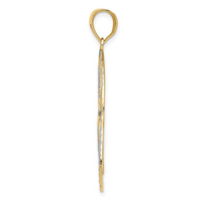 14k Yellow Gold Rhodium Polished Hearts Inside Heart Pendant