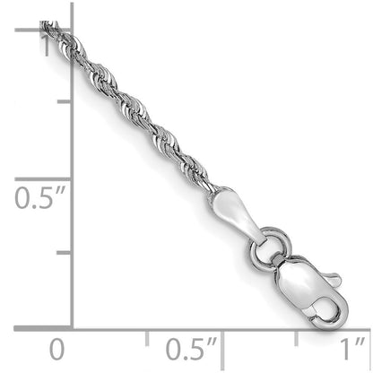 14K White Gold 8" 1.85mm Diamond-cut Quadruple Rope Lobster Clasp Chain Bracelet