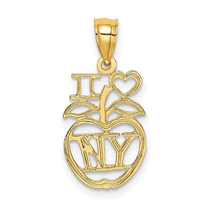 14k Yellow Gold I HEART NY Apple Charm