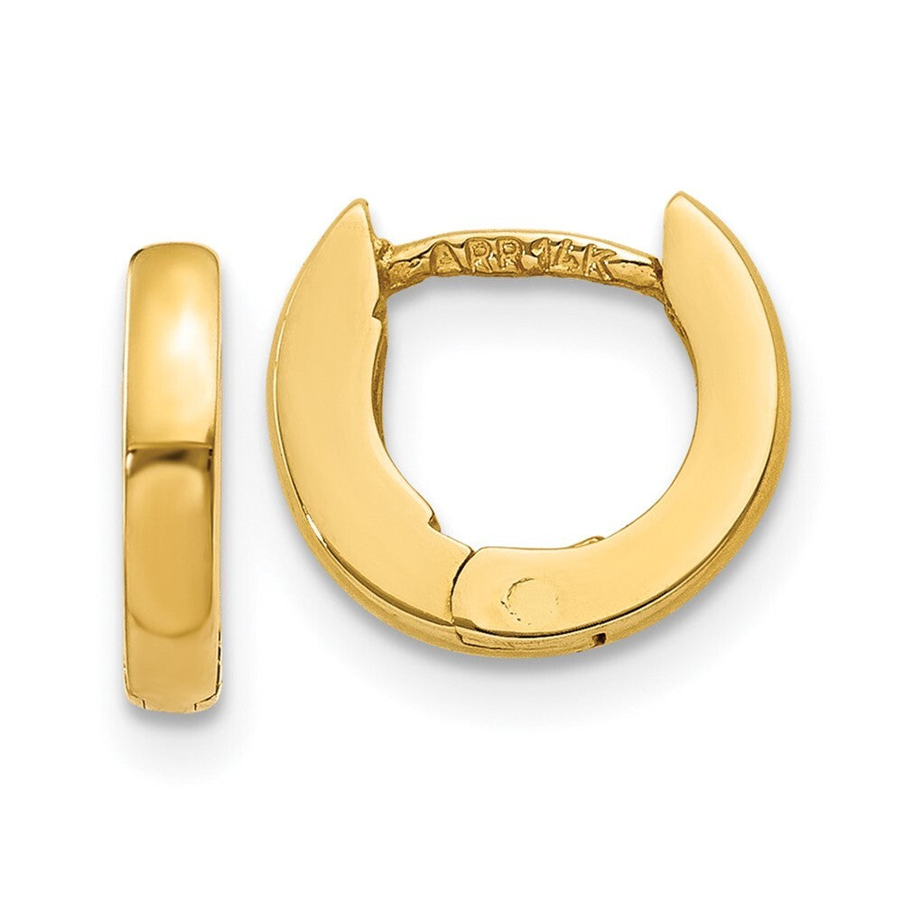 14k Yellow Gold Polished Round Hinged Hoop Earrings Gift for Women