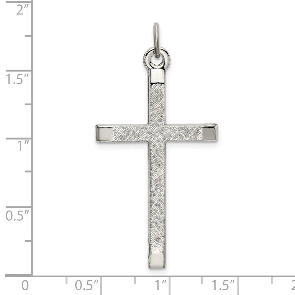 Sterling Silver Polished and Textured Cross Pendant