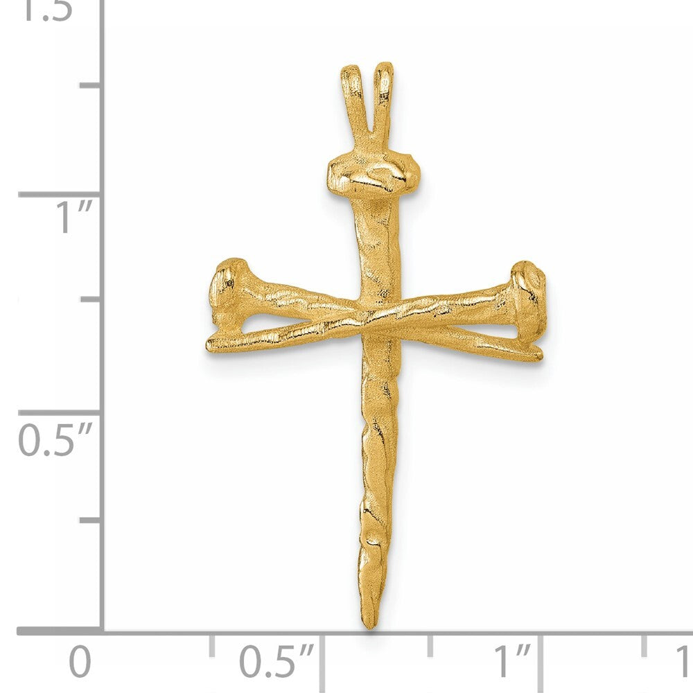 14k Yellow Gold Polished Nail Cross Charm