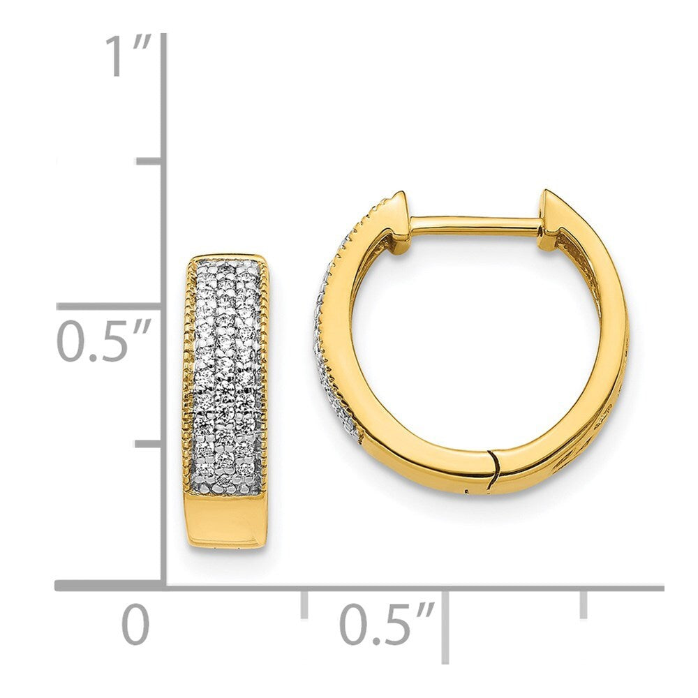 14k Yellow Gold Diamond Hinged Hoop Earrings