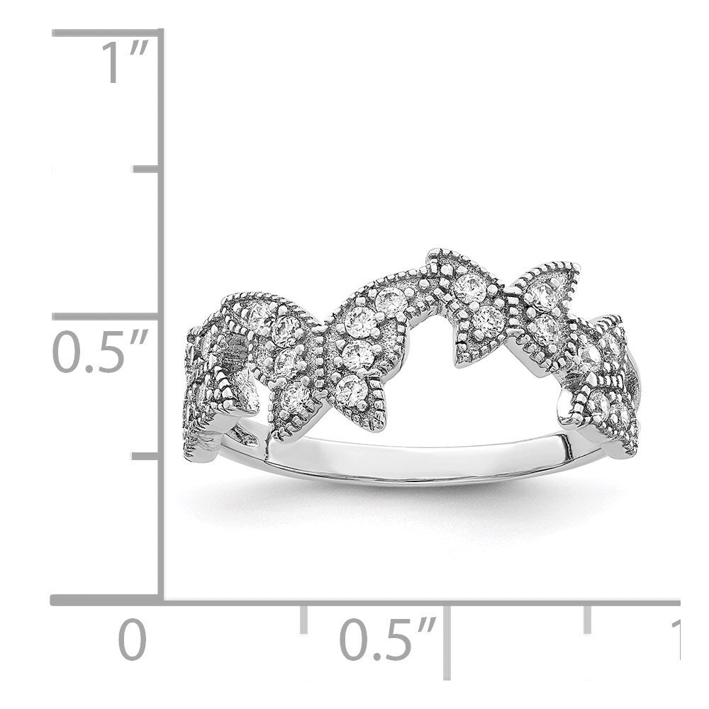 Sterling Silver Rhodium-plated Butterfly Cubic Zirconia Ring Size 6