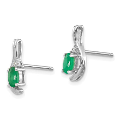 14k White Gold Emerald and Diamond Earrings