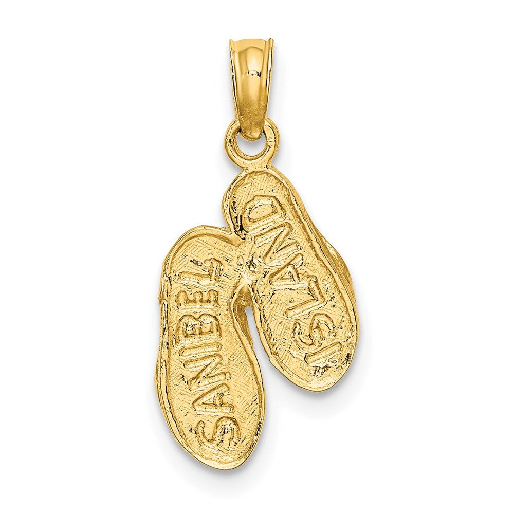 14k Yellow Gold SANIBEL ISLAND Double Flip-Flop Charm Pendant for Women