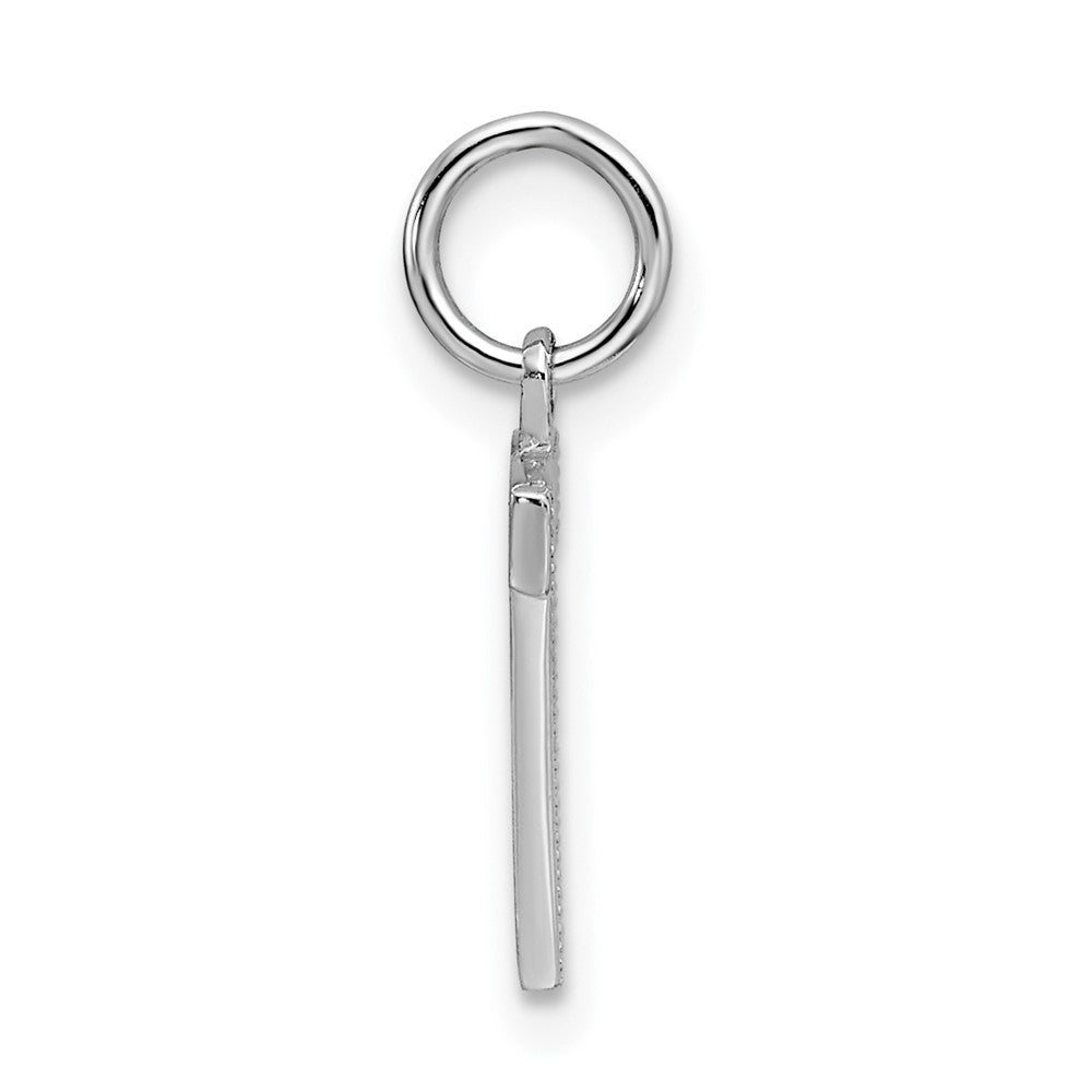 14k White Gold Satin Diamond-cut Letter T Initial Charm Pendant