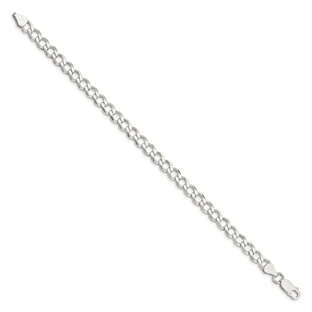 Sterling Silver 6.7mm Semi-solid Flat Curb Chain Bracelet