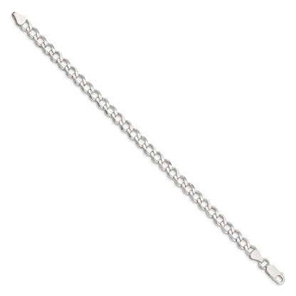 Sterling Silver 6.7mm Semi-solid Flat Curb Chain Bracelet