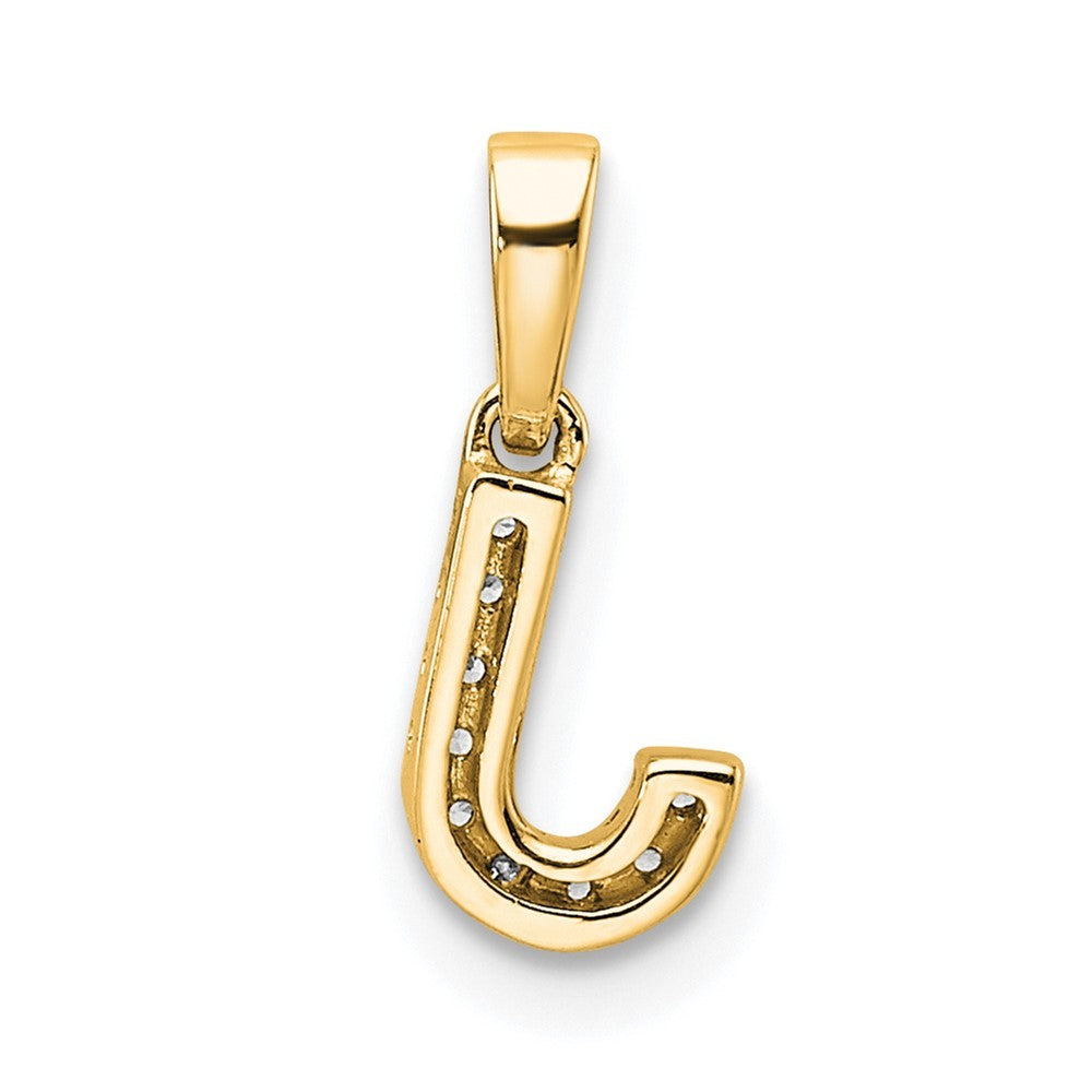 14k Yellow Gold  Diamond Letter J Initial with Bail Pendant