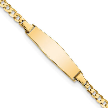 14k Yellow Gold Solid Curb Link Diamond Shape 19.5x5.5mm Plate 8" ID Bracelet