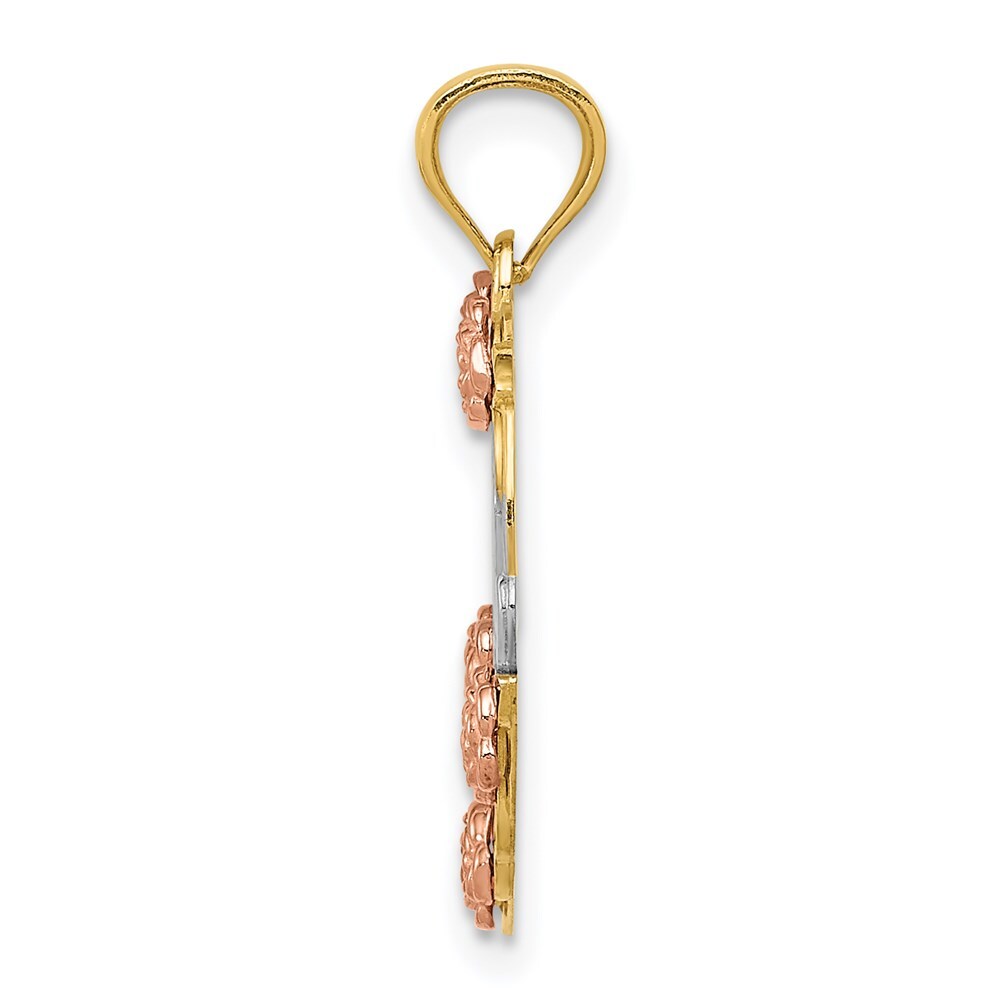 14k Two-tone Gold White Rhodium MOM Heart Pendant for Women