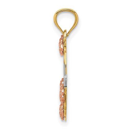 14k Two-tone Gold White Rhodium MOM Heart Pendant for Women
