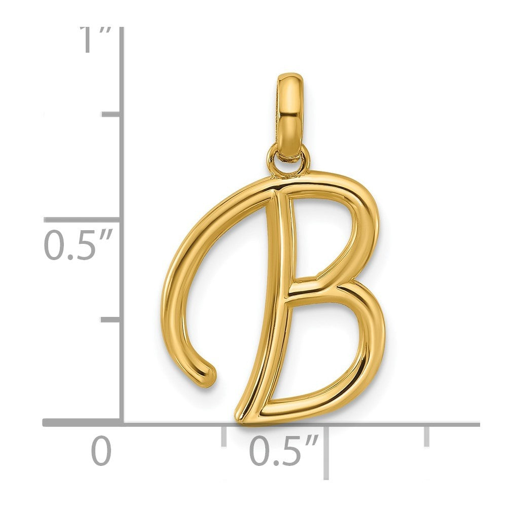 14k Yellow Gold Fancy Letter B Initial Pendant
