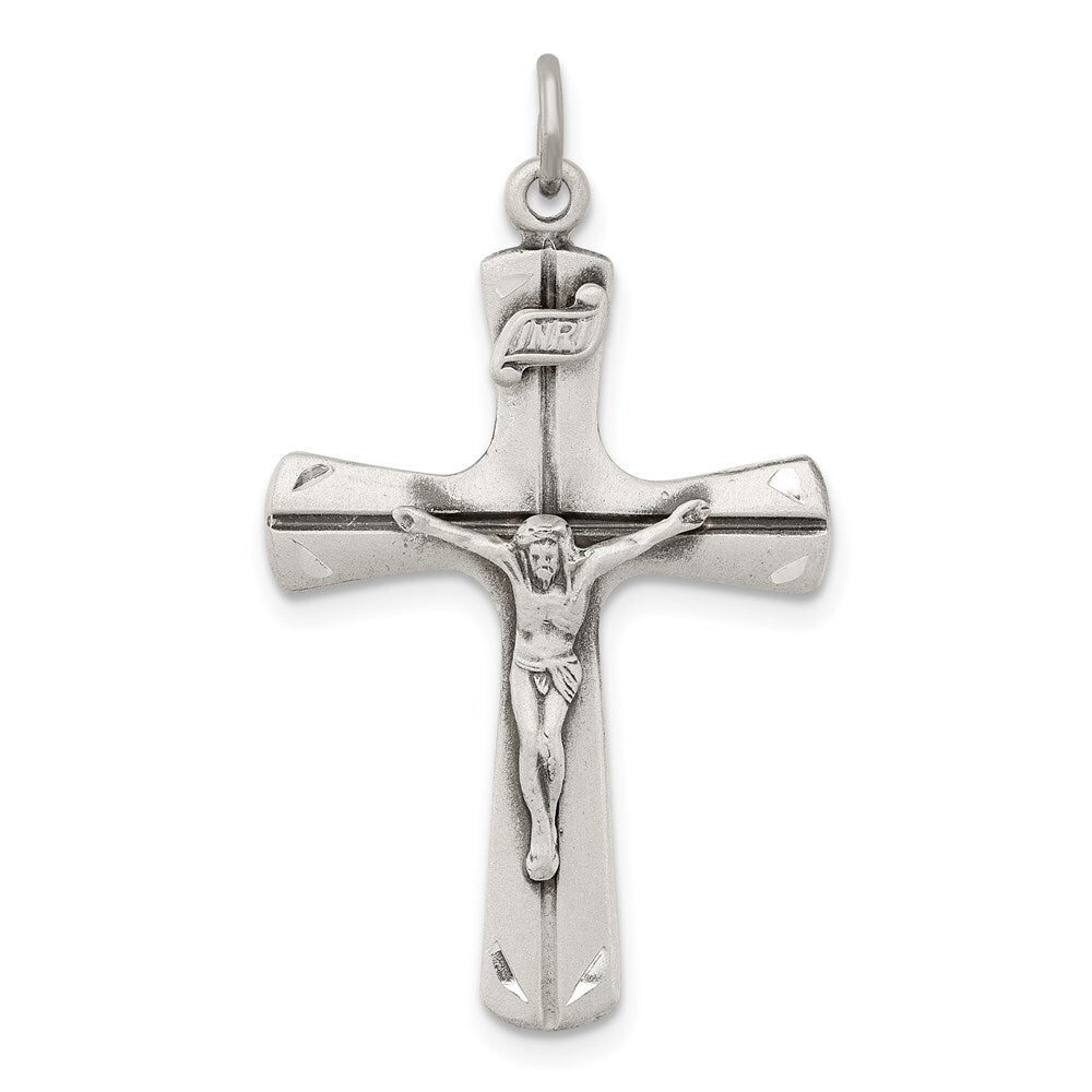 Sterling Silver Satin Antiqued Crucifix Pendant Holiday Gift for Women