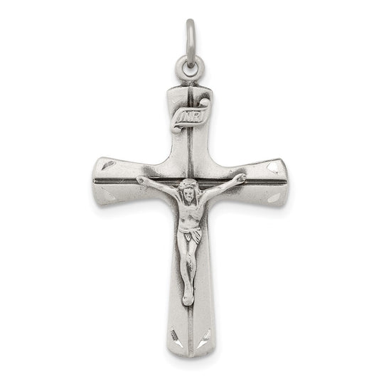 Sterling Silver Satin Antiqued Crucifix Pendant Holiday Gift for Women