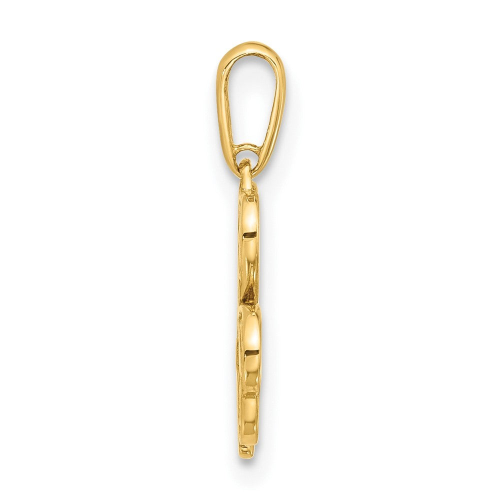 14k Yellow Gold Polished Three Leaf Clover Pendant