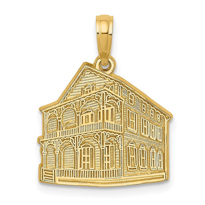 14k Yellow Gold The PINK HOUSE - CAPE MAY, NJ Charm Pendant for Women
